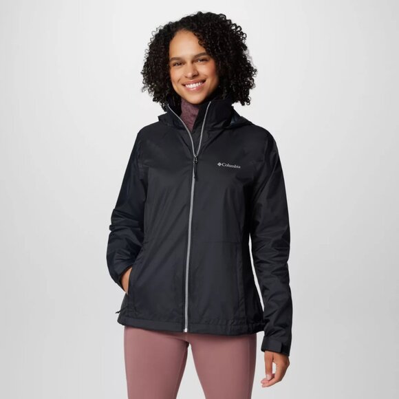 Columbia Sportswear Company Hooded Rain Jacket Black Women's Size Small - Picture 1 of 13